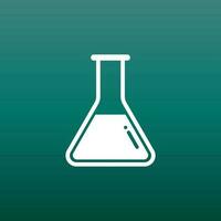químico teste tubo pictograma ícone. químico laboratório equipamento isolado em verde fundo. experimentar frascos para Ciência experimentar. na moda moderno vetor símbolo. simples plano ilustração