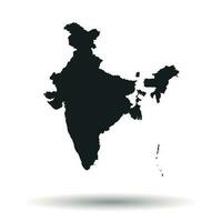 Índia mapa ícone. plano vetor ilustração. Índia placa símbolo com sombra em branco fundo.