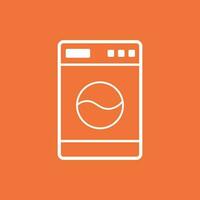 máquina de lavar plano vetor ícone. lavadeira placa símbolo plano vetor ilustração em laranja fundo.