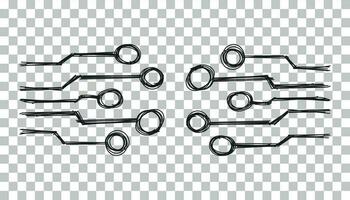 mão desenhado o circuito borda ícone. rabisco raspar tecnologia esquema símbolo plano vetor em isolado fundo.