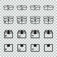 conjunto do embalagem caixa ícone. plano Remessa pacote simples vetor ilustração.