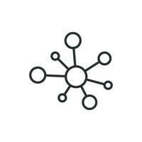 cubo rede conexão placa ícone dentro plano estilo. dna molécula vetor ilustração em branco isolado fundo. átomo o negócio conceito.