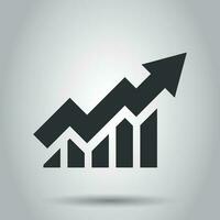 crescente ícone de gráfico de barras em estilo simples. aumentar a ilustração vetorial de seta no fundo branco. conceito de negócio de progresso infográfico. vetor