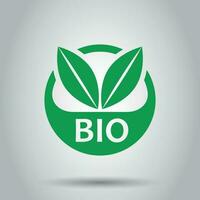 bio rótulo crachá vetor ícone dentro plano estilo. eco orgânico produtos carimbo ilustração em branco fundo. eco natural Comida conceito.