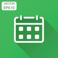 calendário agenda ícone dentro plano estilo. planejador vetor ilustração com grandes sombra. calendário o negócio conceito.