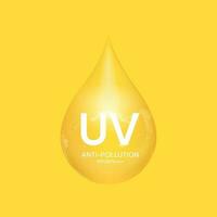 uv proteção em branco fundo, bolha escudo. solar proteção tela a partir de uv raios vetor