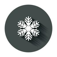 floco de neve ícone dentro plano estilo. neve Floco inverno vetor ilustração com grandes sombra. Natal queda de neve enfeite o negócio conceito.