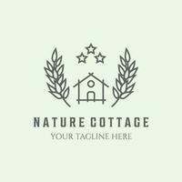 natureza logotipo chalé linha minimalista ilustração arte trigo vetor