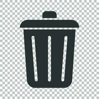 Lixo bin lixo ícone dentro plano estilo. Lixo balde vetor ilustração em isolado fundo. lixo cesta o negócio conceito.