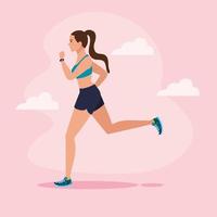 mulher correndo, mulher em roupas esportivas, corrida, atleta feminina, pessoa esportiva vetor