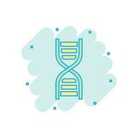 ícone de dna de desenho vetorial em estilo cômico. pictograma de ilustração de sinal de molécula de medicamento. conceito de efeito de respingo de negócios de dna. vetor