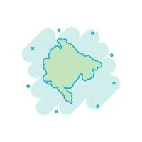 ícone do mapa de montenegro dos desenhos animados vetoriais em estilo cômico. pictograma de ilustração de sinal de montenegro. conceito de efeito de respingo de negócios de mapa de cartografia. vetor