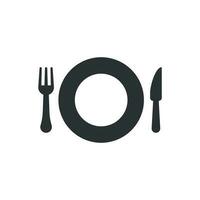 garfo e faca restaurante ícone dentro plano estilo. jantar equipamento vetor ilustração em branco isolado fundo. restaurante o negócio conceito.