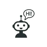 ícone bonito robô chatbot em estilo simples. ilustração em vetor operador bot em fundo branco isolado. conceito de negócio de personagem chatbot inteligente.