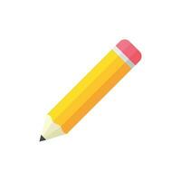 realista amarelo de madeira lápis com borracha borracha ícone dentro plano estilo. marcador vetor ilustração em branco isolado fundo. lápis o negócio conceito.