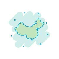 desenho animado colori China mapa ícone dentro quadrinho estilo. China ilustração pictograma. cartografia placa respingo o negócio conceito. vetor