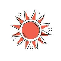 ícone de sol de desenho vetorial em estilo cômico. pictograma de ilustração do conceito de luz do sol de verão. conceito de efeito de respingo de negócios de sol. vetor