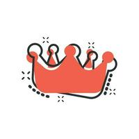 ícone do diadema da coroa dos desenhos animados vetoriais em estilo cômico. pictograma de ilustração de coroa de royalties. rei, conceito de efeito de respingo de negócios de realeza princesa. vetor