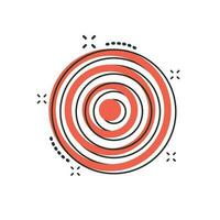 ícone de alvo de desenho vetorial em estilo cômico. pictograma de ilustração de sinal de jogo de dardos. conceito de efeito de respingo de negócios de sucesso. vetor