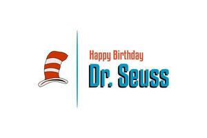 dr. seuss dia, feliz aniversário Dr. Seuss vetor