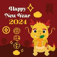 chinês Novo ano 2024, a ano do a Dragão, vetor