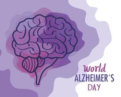 dia mundial de Alzheimer com cérebro vetor
