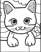 uma fofa gatinho coloração página aventura vetor