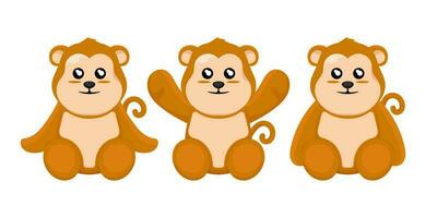 desenho animado boneca macaco para crianças em isolado fundo, vetor ilustração.