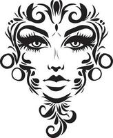 lindo mulheres face tatuagem Projeto vetor ilustração