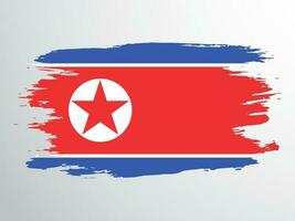 bandeira do norte Coréia pintado com uma escova vetor