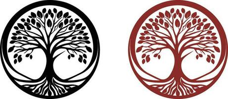árvore logotipo, desenhado à mão ilustração do uma árvore, vetor