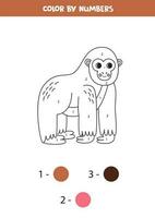 cor desenho animado gorila de números. planilha para crianças. vetor