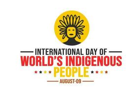 internacional dia do os mundos indígena pessoas fundo modelo. feriado conceito. fundo, bandeira, cartaz, cartão, e poster Projeto modelo com texto inscrição e padrão cor. vetor