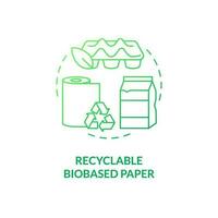 reciclável de base biológica papel verde gradiente conceito ícone. alternativo cru materiais. sustentável embalagem idéia fino linha ilustração. isolado esboço desenhando vetor