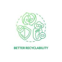 Melhor reciclabilidade verde gradiente conceito ícone. carbono pegada redução. bio Sediada materiais benefício idéia fino linha ilustração. isolado esboço desenhando vetor