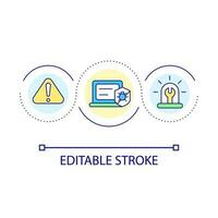 instalar antivírus Programas em computador ciclo conceito ícone. vírus remoção serviço abstrato idéia fino linha ilustração. computador portátil solução de problemas. isolado esboço desenho. editável acidente vascular encefálico vetor