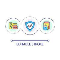 protegendo sensível dados ciclo conceito ícone. protegendo pessoal em formação abstrato idéia fino linha ilustração. Acesso ao controle. isolado esboço desenho. editável acidente vascular encefálico vetor