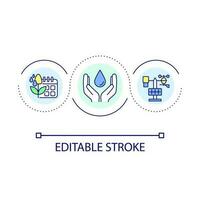 inteligente irrigação sistema ciclo conceito ícone. agricultura automação abstrato idéia fino linha ilustração. precisão agricultura. agronegócio. isolado esboço desenho. editável acidente vascular encefálico vetor