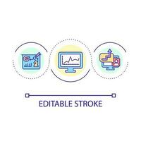 estratégico planejamento Programas ciclo conceito ícone. previsão resultados. o negócio operações monitoramento abstrato idéia fino linha ilustração. isolado esboço desenho. editável acidente vascular encefálico vetor