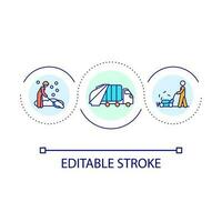 Jardim manutenção e limpeza ciclo conceito ícone. propriedade gestão abstrato idéia fino linha ilustração. residencial desperdício remoção. isolado esboço desenho. editável acidente vascular encefálico vetor