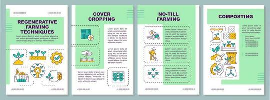 regenerativo agricultura técnicas verde folheto modelo. folheto Projeto com linear ícones. editável 4 vetor layouts para apresentação, anual relatórios