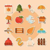 conjunto de ícones de clima da temporada de outono vetor