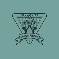 vintage ginástica homem Academia esporte comprometimento mais forte juntos logotipo vetor crachá