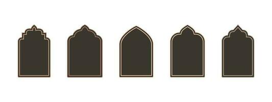 forma vetorial islâmica de um arco de janela ou porta. conjunto de moldura árabe vetor