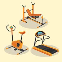 Conjunto de diferentes equipamentos de ginástica ou Fitness e aparelhos de treinamento vetor