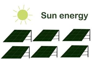 Sol energia painéis mão desenhado ícones conjunto vetor