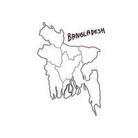 mão desenhado rabisco mapa do Bangladesh. vetor ilustração