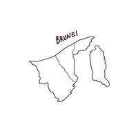 mão desenhado rabisco mapa do brunei. vetor ilustração