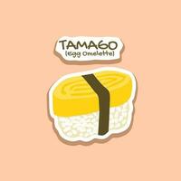 tamago ovo omelete Sushi vetor