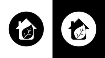 eco casa energia folha ícone Projeto Preto e branco vetor